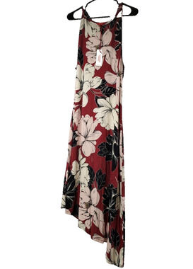Jennifer Lopez Womens Floral Stripe Maxi Dress Jersey Knit Pink Sleeveless XL